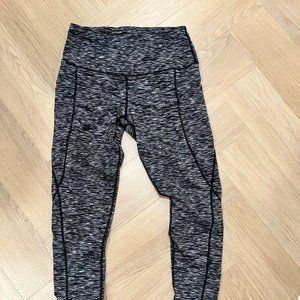 Thick black & white workout pants with high waisted slimming feature.